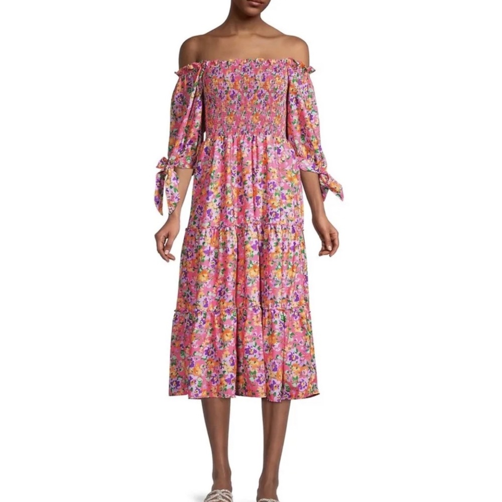 Peixoto smocked Paloma garden midi dress pink floral small